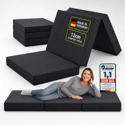 Produktbild von Klappmatratze 90x200 cm, 12 cm hoch, Faltmatratze, Gästematratze und Gästebett, Germany, Anthrazit, KI-generiertes Bild
