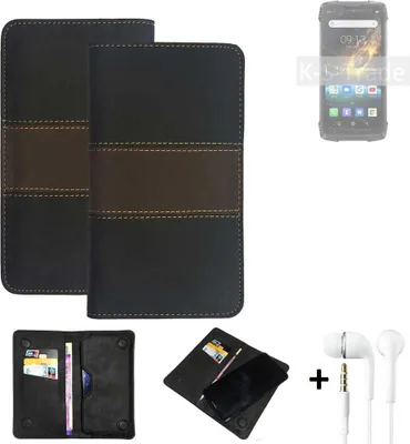 Produktbild von K-S-Trade Handyhülle + Kopfhörer kompatibel mit Blackview BV6900 Schutzhülle Walletcase Bookstyle Tasche Schutz Case Hülle Wallet Cover Kunstleder