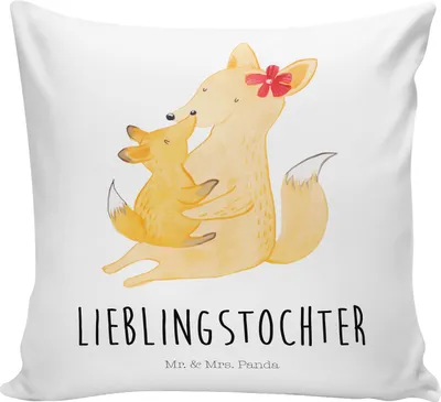 Produktbild von Mr. & Mrs. Panda Sofakissen Fuchs Mama - Weiß - Geschenk, Kissen 40x40, Umarmen, Dekokissen, Kuschelkissen, Schoß, Mami, für sofa, Muttertag, Tochter, Mutter