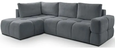 Image de Selsey Taremi - Canapé d'angle avec fonction sommeil, tiroir de lit, chenille hydrophobe, réversible, gris foncé