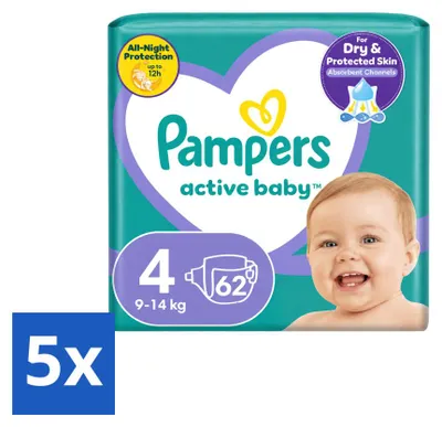 Imagen del producto de 5 pañales Pampers Active Baby, talla 4 (9-14 kg) - Paquete económico - 5 unidades