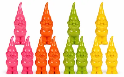 Produktbild von 12x Gartenzwerg einfarbig klein 29 cm – moderne Gartenfigur aus Polyresin, wetterfest, verschiedene Farben
