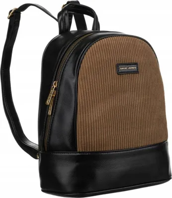 Produktbild von David Jones | Kleiner Damenrucksack, aus Ökoleder, Schwarz, Khaki, 25.5x29.5x12.5 cm