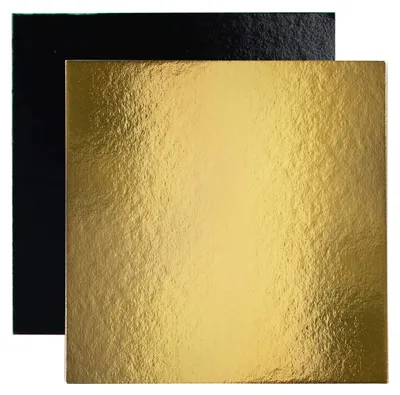 Imagen del producto de Juego de 10 bases cuadradas para tartas en color dorado/, de 30 cm