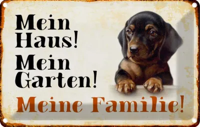 Produktbild von vianmo Blechschild 12x18 cm Hund Dackel mein Haus Garten Familie Tier Haustier