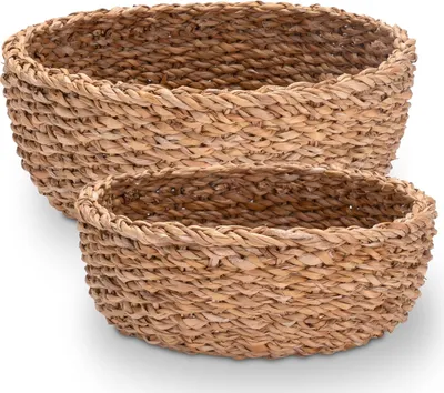 Produktbild von Runde Seegras Geflochtene Körbe - Dekorativ und Funktional - Durchmesser 30 cm und 25 cm