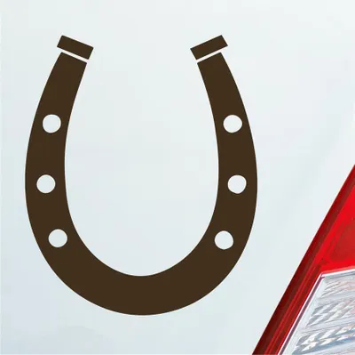Produktbild von Auto Aufkleber Hufeisen Glück auf Pferd Pony Horse 12x10 cm Braun Sticker Heckscheibenaufkleber