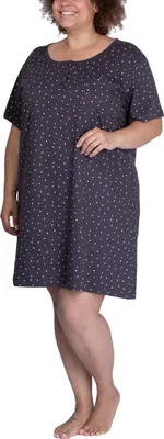 Produktbild von maluuna  Damen Übergrößen-Nachthemd mit Punkten aus 100% Baumwolle von XL - 5XL ; grau , 3XL