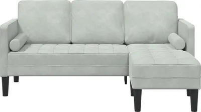 Produktbild von Möbel 3-Sitzer Sofa mit Chaise L-förmig Hellgrau 160 cm Samt - Klassische Sofas 42001925