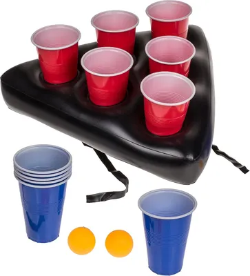 Productafbeelding van Drinkspel van menselijk bierpong - Spel met opblaasbare hoed - 12 kunststof bekers en 2 ballen - Partyspel - Aperitief