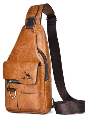 Produktbild von A-QMZL Brusttasche für Herren, aus Leder, Schultertasche, Umhängetasche, lässig,