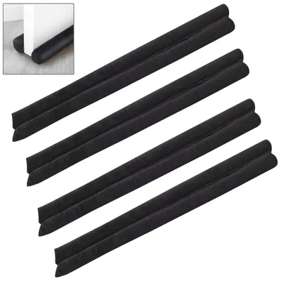 Produktbild von 4x VOSSBACH Mikrofaser Tür Zugluftstopper Schwarz mit Doppeldichtung Türdichtung Türisolierung Dichtung Isolierung Windstopper