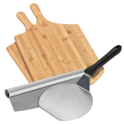 Produktbild von Italia Pizza-Set: Pizzaschaufel 48,9x29,8 cm, Pizzaschneider mit Halbmondklinge für Pizzen bis 28 cm
