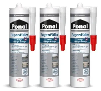 Produktbild von Ponal Fugenfüller Vinyl Design-Beläge, Kartusche, Mittelgrau, 3x395g