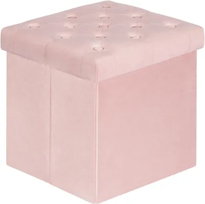 Immagine prodotto di Contenitore rosa pieghevole con coperchio, dimensioni 40x40x40 cm, ideale per il soggiorno