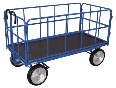 Produktbild von VARIOfit Handpritschenwagen mit 4 Rohrgitterwänden Vollgummibereifung 1.940 x 940 mm Traglast 1.250 kg