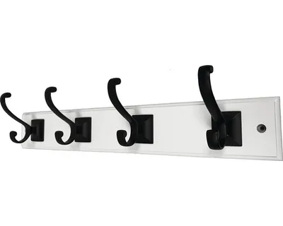 Obrázek produktu pro Walteco Věšáková lišta, 450x70mm, 4 háčky, bílá MDF+matná černá,