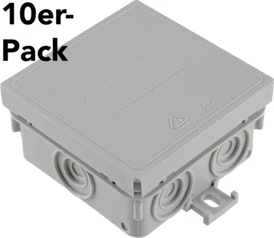 Produktbild von ChiliTec 21077 Feuchtraum-Kabelabzweigkasten, 10er Pack 75x75x40mm, IP54, 7-fach, grau