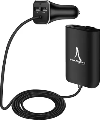 Image de Akashi - Chargeur allume-cigare pour voiture 7.3A puissance de sortie / 4x ports USB