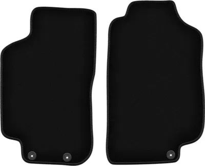 Produktbild von Wielganizator Velours-Autoteppiche vorne – passend für Saab 9-5 I (Kombi, Limousine, Bj. 1997-2009) –  schwarz, passgenau, mit Befestigungen set 2 Stk.