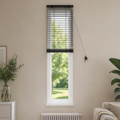 Obrázok produktu pre Jalousie, farba: čierna, rozmer: 50 x 160 cm, hrúbka lamiel: 35 mm, materiál: masívne drevo paulónia