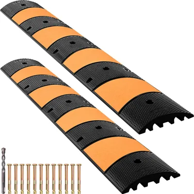 Obrázek produktu pro VEVOR gumový kabelový most, ochrana proti přejetí, dvoukanálový, 2 jednotky, ochrana kabelů, nosnost až 9980 kg, rozměry 185x31x5,5 cm, hadicový most vhodný pro asfaltové, betonové a štěrkové povrchy