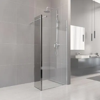 Zdjęcie produktu dla Mereo Novea – ścianka boczna do kabiny Walk-in, 350 x 2000 mm, chrom/przezroczyste szkło CK10635S
