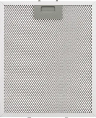 A close-up, front-facing view of a metal mesh filter with a gray handle.