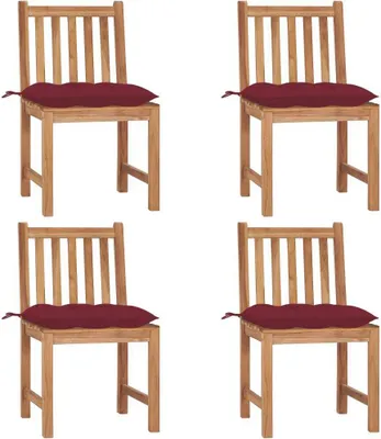 Produktbild von Cloris Designermöbel Gartenstühle 4er Set mit Kissen Massivholz Teak 2024 Neu