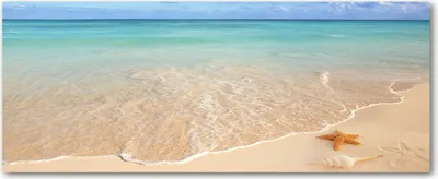 Produktbild von Tulup® Leinwandbild - 125x50 cm - Wandkunst - Drucke auf Leinwand - Leinwanddruck  - Landschaften - Blau - Seestern am Strand