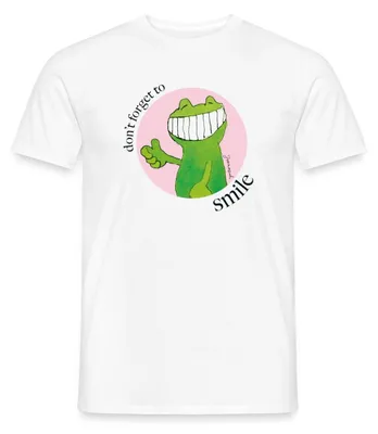 Produktbild von Spreadshirt Janosch Günter Kastenfrosch Don't Forget To Smile Männer T-Shirt, 3XL, Weiß