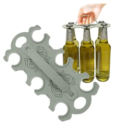 Produktbild von Robuster Getränketräger aus Kunststoff mit Griff - Transport für 6 Bierflaschen, Kühlhalter für Angeln, Picknick und Partys unterwegs