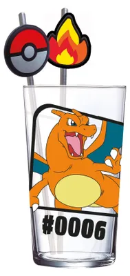 Produktbild von Pokémon Glas Tumbler mit Trinkhalmen Glurak 480 ml