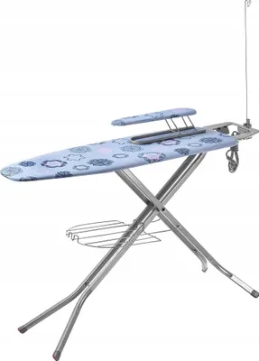 Image de Table à repasser - 120 x 38 cm - Large surface de repassage - Tablette pour fer à repasser - Planche à repasser les manches - Bleu