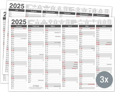 Produktbild von 2025 Anthrazit A4 Wandkalender 3er Set – Elegante Organisation, Vielseitig, Ideal für Büro und Zuhause,  Germany