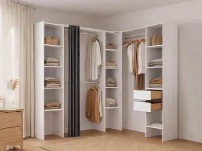 Image de Dindo - Grande Armoire, 234x205h cm Blanc, 2 Tiroirs