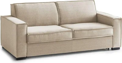 Produktbild von Festes Sofa Manuela, Großes 2-Sitzer-Sofa, 100%  Italy, Wohnzimmersofa aus Stoff, mit Standard-Armlehnen, Cm 200x95h90, Beige