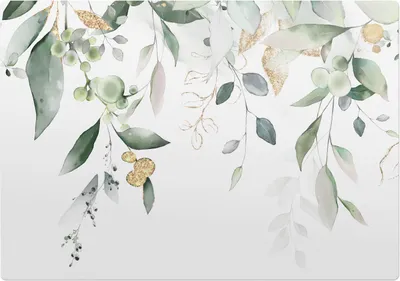 Produktbild von Aquarellzusammensetzung Von Blättern – Bodenschutzmatte – Rutschfest – Schutzmatte für Büro – Vinylmatte – Stuhlunterlage – 100 x 100 cm