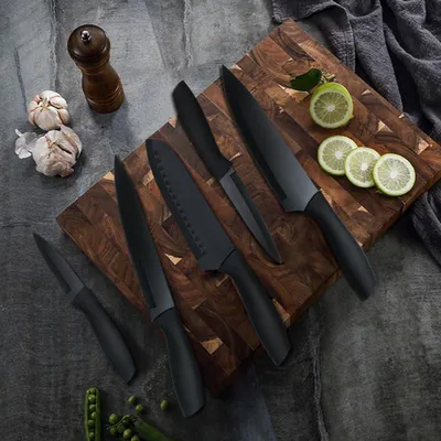 Produktbild von 15-teiliges Messerset mit Holzblock, Küchenmesserset mit Antihaftbeschichtung, deutsche rostfreie Küchenmesserset mit Kochmesser (15-teiliges Set)