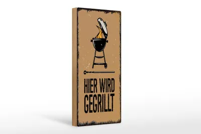 Produktbild von Holzschild Spruch 10x27cm Hier wird gegrillt Kugelgrill