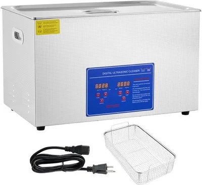 Image de Nettoyeur à ultrasons, 27,2 L, horloge numérique et chauffage, acier inoxydable, 40 kHz, pour bijoux, lunettes, montres, bagues et petites pièces