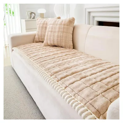 Produktbild von Sofaüberzug aus dickem Milchfleece - Universeller Sofabezug für 2, 3 und 4-Sitzer, rutschfest und waschbar, Möbelschutz für das Wohnzimmer (90x180cm)