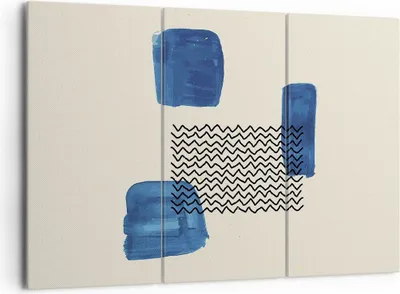 Produktbild von Bild auf Leinwand - Leinwandbild - 3 Teile - Abstraktion Flecken Zickzack - 165x110cm - Wand Bild - Wanddeko - Wandbilder - Leinwanddruck - Bilder - Wanddekoration - Leinwand bilder - CE165x110-4515