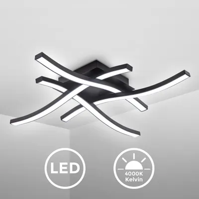 Immagine prodotto di B.K.Licht Plafoniera LED, luce bianca neutra 4000K, LED integrati 20W 2.000Lm, dimensione 42,5x42,5x7cm, lampada da soffitto per salotto o cucina, lampadario in metallo nero 230V IP20
