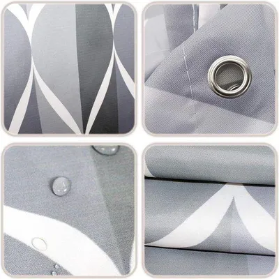 Obrázek produktu pro Závěs do sprchy Famanu, 200 x 200 cm – odolný proti plísním, vodotěsný, geometrický design