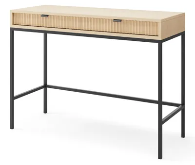 Produktbild von Selsey Vellore - Schminktisch mit Schublade, Eiche Vicenza Optik mit schwarzem Gestell, 104 cm
