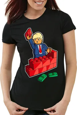 Produktbild von style3 Baustein Präsident Damen T-Shirt usa vereinigte staaten mauer, Farbe:Schwarz, Größe:M