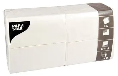 Produktbild von Papstar Servietten, 1-lagig 1/8-Falz 33 cm x 33 cm weiß, 10 x 500 Stück
