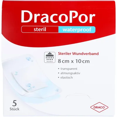 Zdjęcie produktu dla DracoPor jałowy opatrunek na ranę wodoodporny 8 cm x 10 cm przezroczysty, 5 szt. Opatrunki na rany