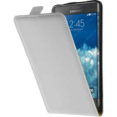 Produktbild von PhoneNatic Kunst-Lederhülle kompatibel mit Samsung Galaxy Note Edge - Flip-Case weiß + 2 Schutzfolien